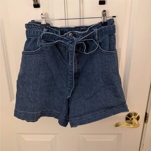 J. Crew High Waist Blue Paperbag Denim Shorts